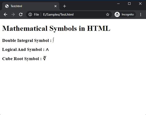 Symbols in HTML