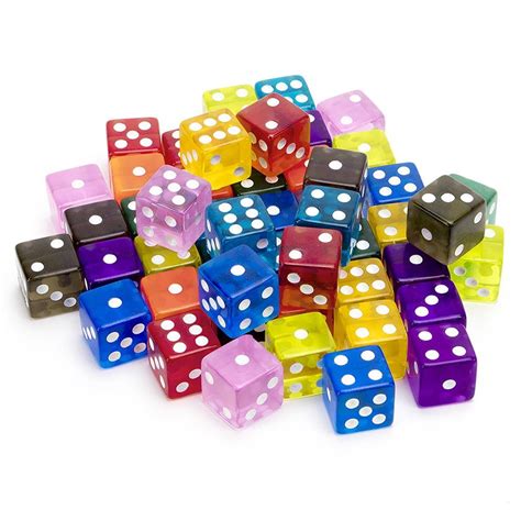 50-pack Translucent 6-sided Game Dice, 10 Sets of Vintage Colors, 16mm Dice for Board Games and ...