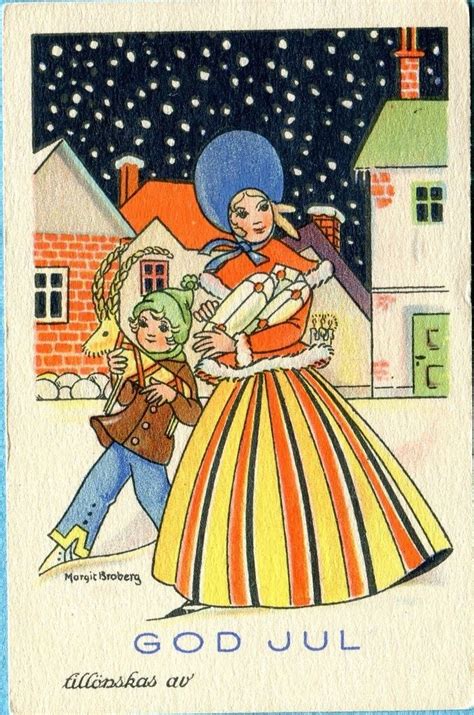 Vintage Swedish Christmas Card ~ Orange Details | Christmas card art, Vintage christmas cards ...