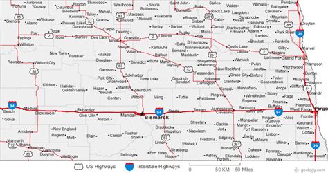 Map of North Dakota Cities - North Dakota Road Map | North dakota, Dakota city, Rapid city south ...