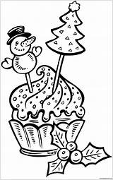 Christmas Cake Cup Coloring Pages  sketch template