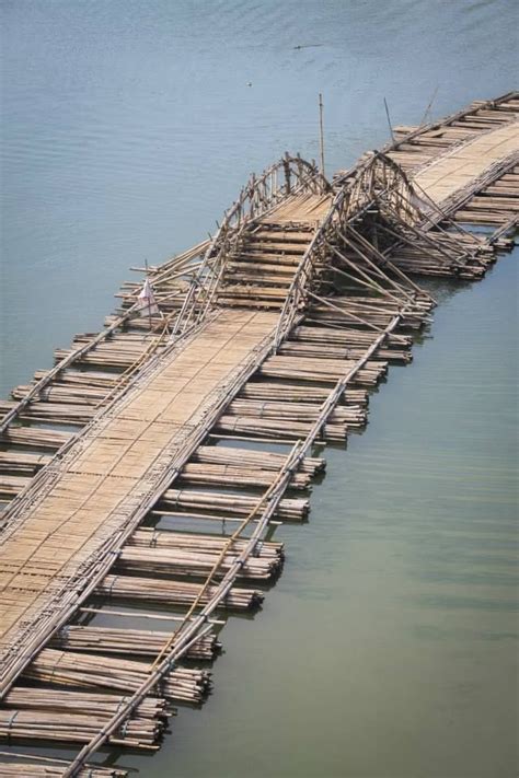 The amazing bamboo bridge in Sangkhlaburi where our volunteer building project takes place ...