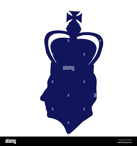 Silhouette of King Charles III with crown, monarch head, side view ...