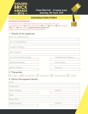 Fillable Online Award Brochure - Golden Brick Awards Fax Email Print - pdfFiller