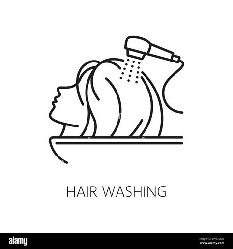 Hair care washing and treatment outline icon. Haircare cosmetology, bathroom cosmetics linear ...