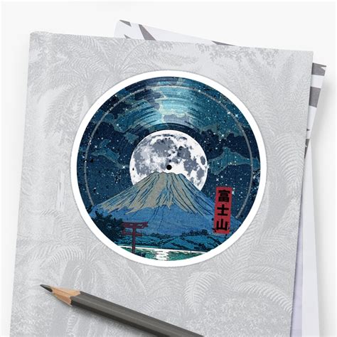 "Mt. Fuji Night LP Sky" Stickers by robotface | Redbubble