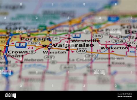 Valparaiso Indiana USA shown on a geography map or road map Stock Photo ...