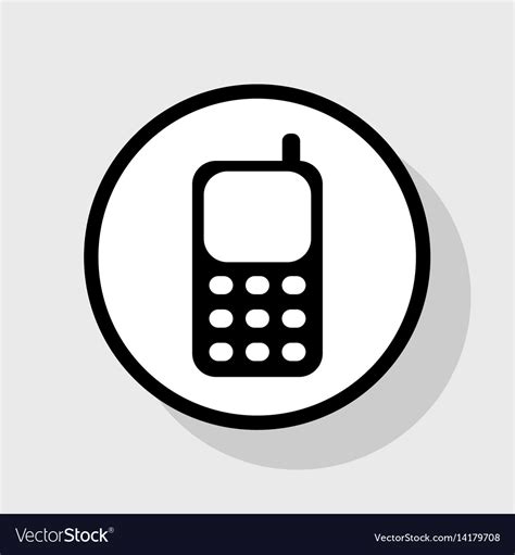 Cell phone sign flat black icon in white Vector Image