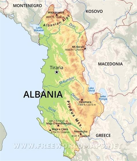 Albania Physical Map