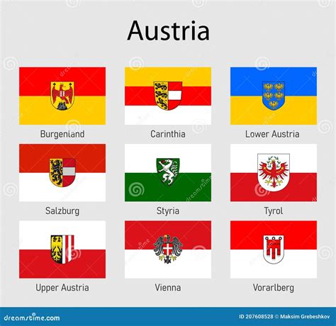 Set Flags of the States of Austria, All Austrian Regions Flag Stock Illustration - Illustration ...