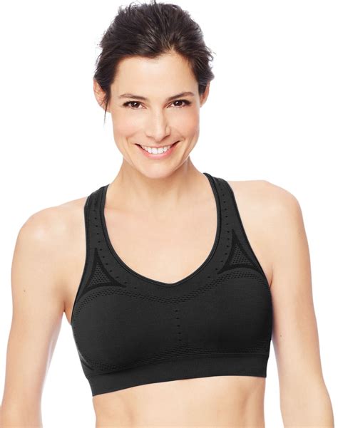 Hanes Womens Seamless Sports Bra, L, Ebony - Walmart.com