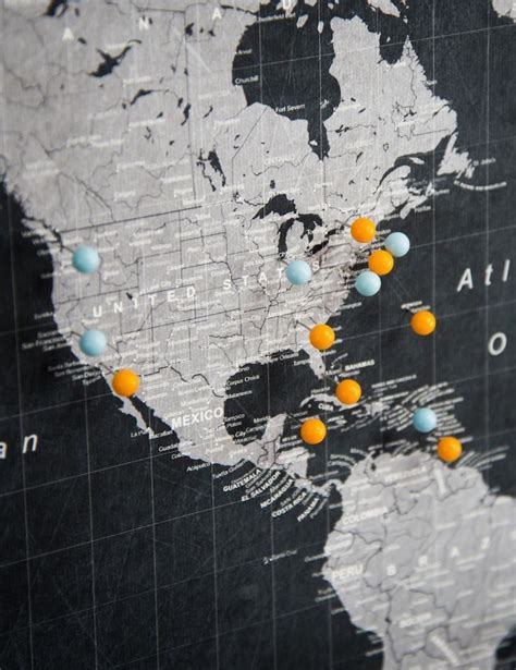 World Travel Map Pin Board w/Push Pins - Modern Slate conquestmaps.com | Travel map pins, Travel ...