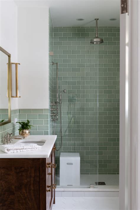 Green Bathroom Tiles with Handmade Tile Trim | Fireclay Tile