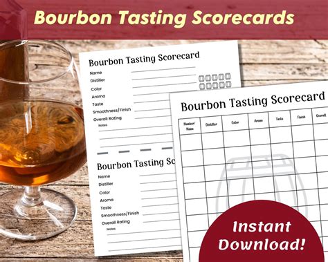 Bourbon Tasting Score Card Record Bourbon Tasting Notes - Etsy