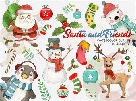 Santa Claus Clipart Watercolor Digital Download Christmas | Etsy ...