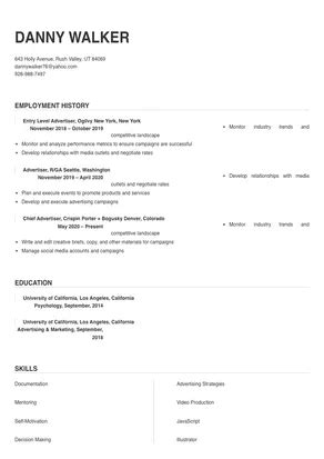 Advertiser Resume Sample & Tips | Online Resume Builder