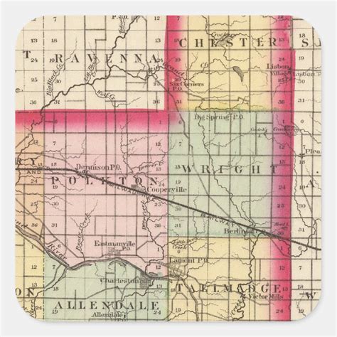 Map of Ottawa County, Michigan Square Sticker | Zazzle