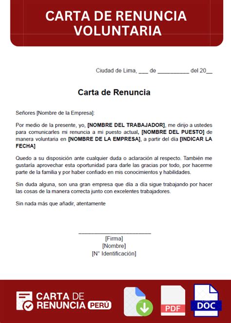 Ejemplos Carta De Renuncia Laboral Voluntaria - Image to u