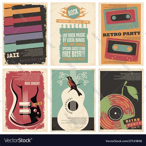 Vintage collection musical posters Royalty Free Vector Image