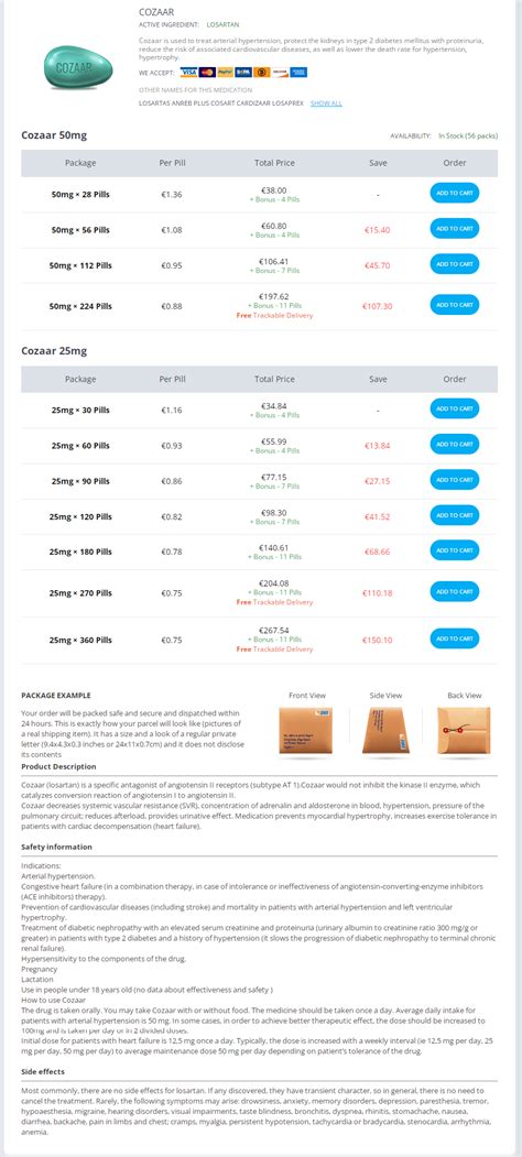 Cozaar (Losartan) 50-25mg - Greek Pharmacy