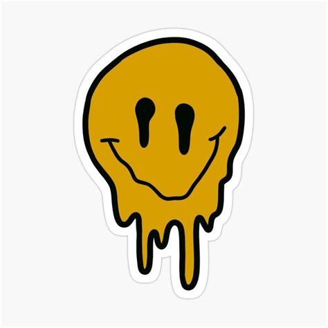 "yellow drippy smiley face " Sticker for Sale by zarapatel | Yellow smiley face, Trippy drawing ...