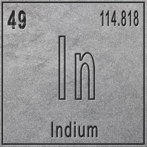 Premium Photo | Indium chemical element, sign with atomic number and atomic weight, periodic ...