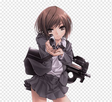 Mädchen mit Waffen Anime Zeichnung Revolverheld Mädchen, Anime, Anime, anison, schwarzes Haar ...