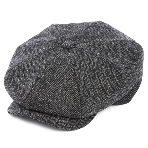 Christys' Hats Baker Boy Cap Country Tweed Grey/Black Herringbone - Motoring from Le Mans 88 UK