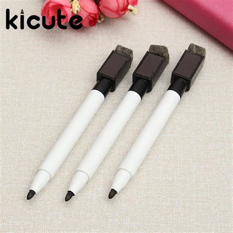 Kicute 3pcs Black Magnetic Whiteboard Pen Erasable Dry White Board ...