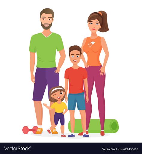 Sport lifestyle healthy young family with cute Vector Image