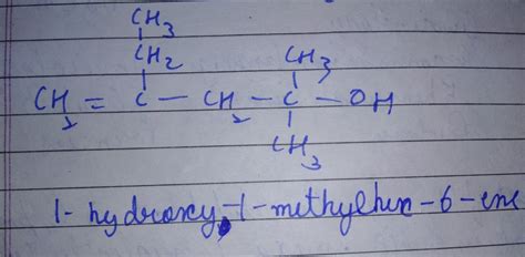 CH2=C(C2H5)CH2C(CH3)2OH Give the IUPAC name for this compound. Name the ...