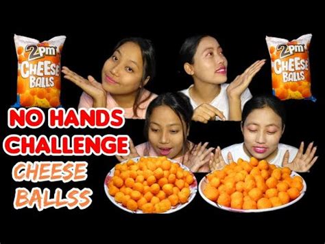 NO HAND CHEESE BALLS EATING CHALLENGE ,TWO SISTERS @DMANsisters - YouTube