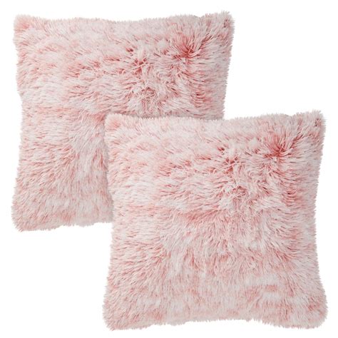 Blush Pink Faux Fur Throw Pillow Covers, Fuzzy Home Decor (20 x 20 ...