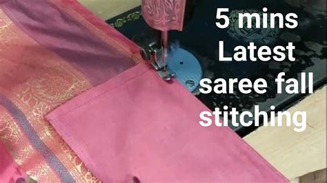 5 minute saree fall stitching || How to stitch saree fall || saree fall ...