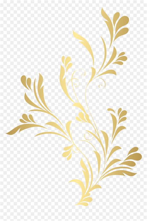 Floral Gold Element Png Clip Art - Gold Flower Transparent Background ...