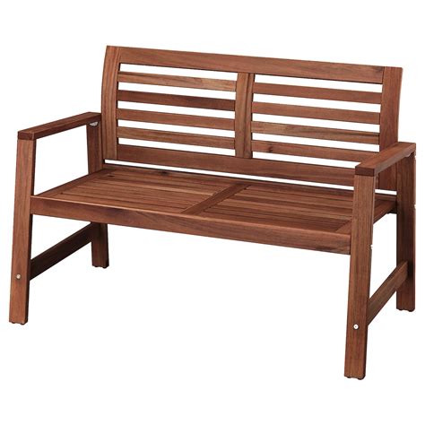 ÄPPLARÖ Bench with backrest, outdoor - brown stained - IKEA