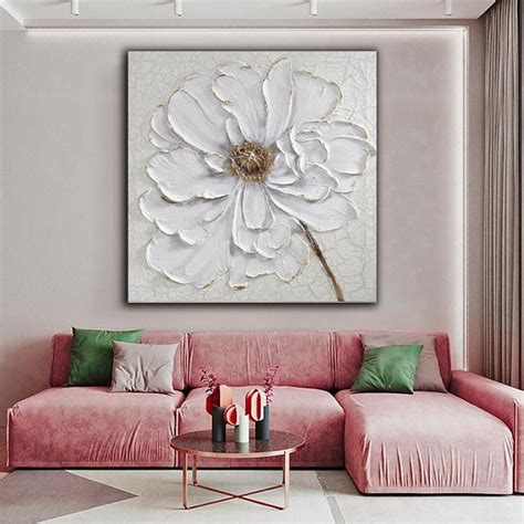 White Flowers Canvas Wall Art, White Daisy Canvas Painting , Daisy ...