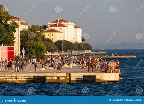 Zadar sea organ crowd editorial photography. Image of lifestyle - 123462377