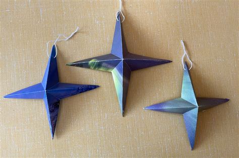 Set of Three Folded Paper Star Ornaments by Ida Northern - Etsy