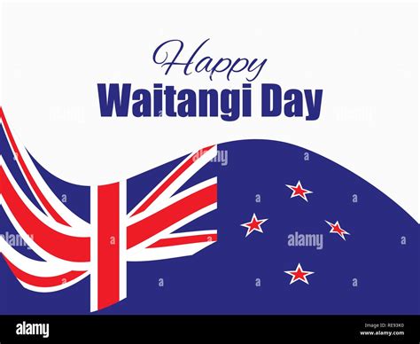 Waitangi Day, February 6. Greeting card with the flag of New Zealand. National holiday. Vector ...