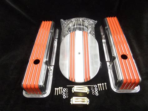 sbc painted valve covers/ sbc chevy valve cover kits 1 set orange 1 set ...