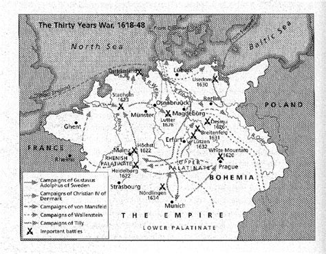 Map of Thirty Years War, 1618-1648