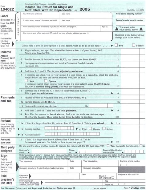 File Form 1040EZ 2005 Jpg Wikipedia | 2021 Tax Forms 1040 Printable