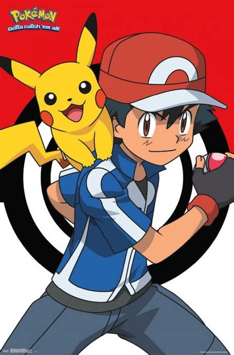 Pokemon - Ash and Pikachu Poster Print (22 x 34) - Walmart.com