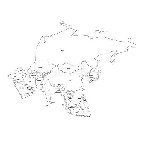 Asia Outline Map With Each Country Isolated Vector Im - vrogue.co