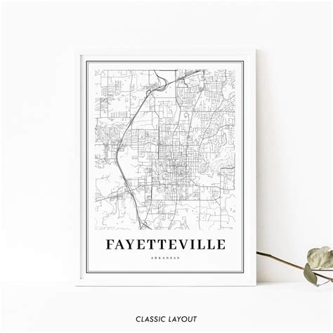 Fayetteville AR Map Print Arkansas USA Map Art Poster City - Etsy