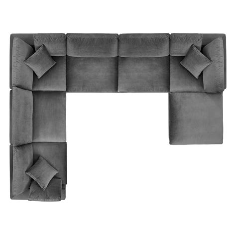 Commix Down Filled Overstuffed Performance Velvet 7-Piece Sectional Sofa | Corner sofa top view ...