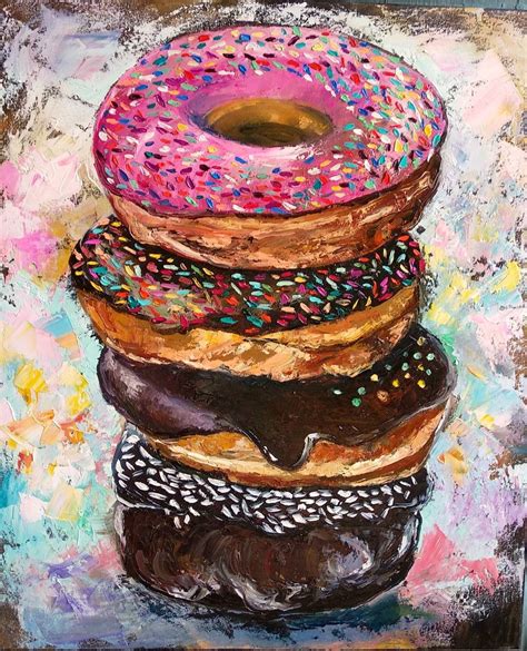 Oil Still Life With Donuts Donuts Art Handmade Donuts Painting - Etsy