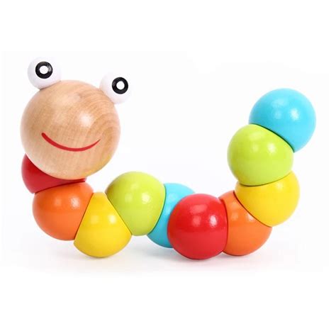 Multicolour Wooden Twisty Wiggly Worm Toy Insect Educational Caterpillar Toy Classic Children ...