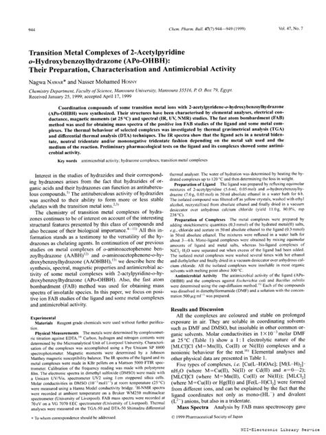 Transition Metal Complexes | PDF